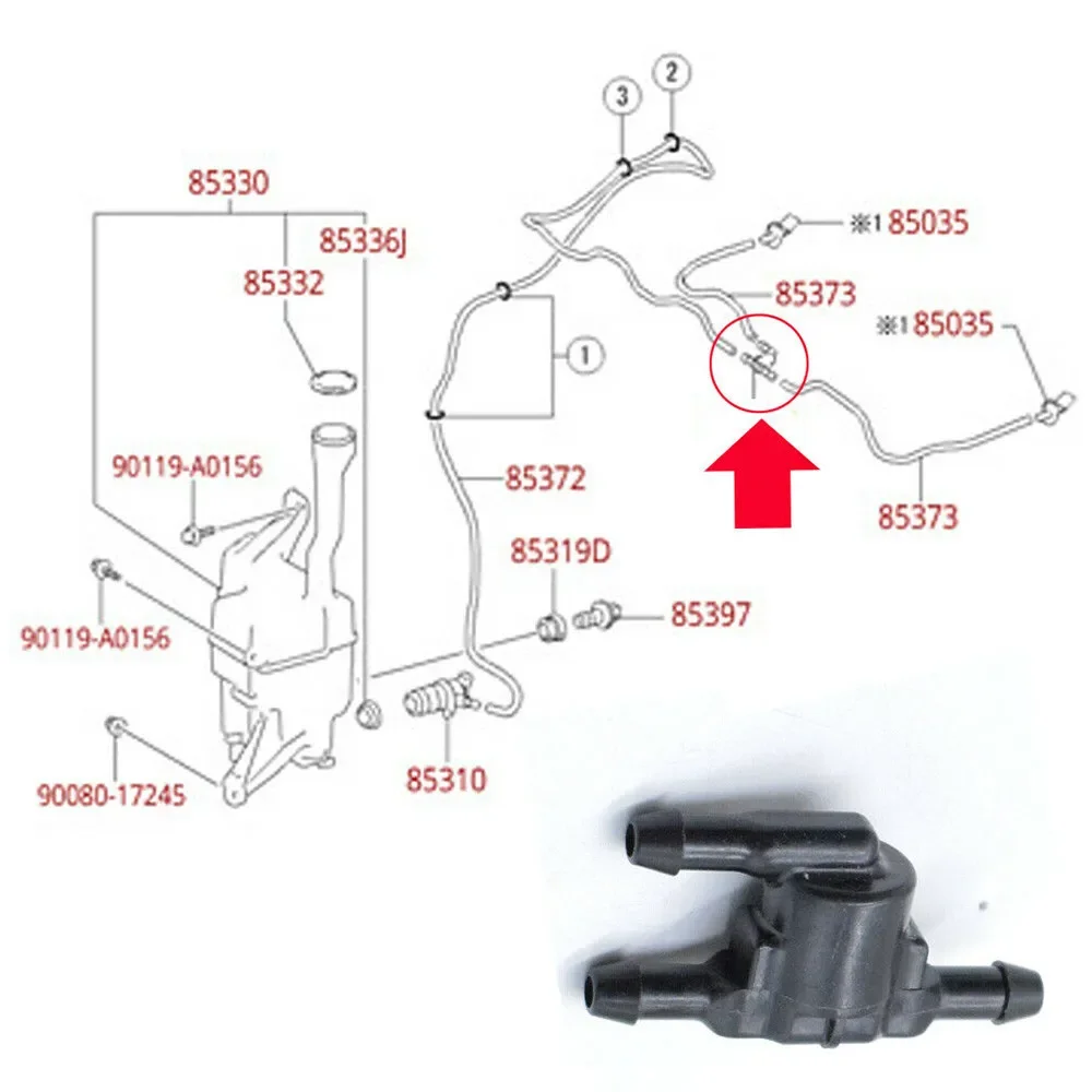 Válvula de retención para limpiaparabrisas de coche, tubo de pulverización de 3 vías, accesorio de plástico para Toyota Camry, Corolla, Lexus,