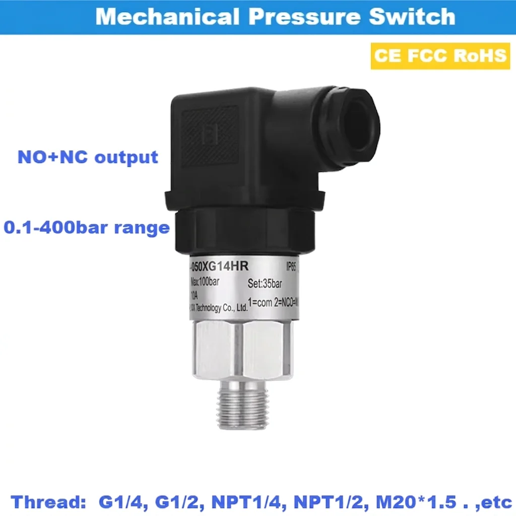 20-200bar 50bar 10bar 400bar Mechanical Pressure Switch Piston Type Stainless Steel Diaphragm Adjustable Pressure Control G1/4
