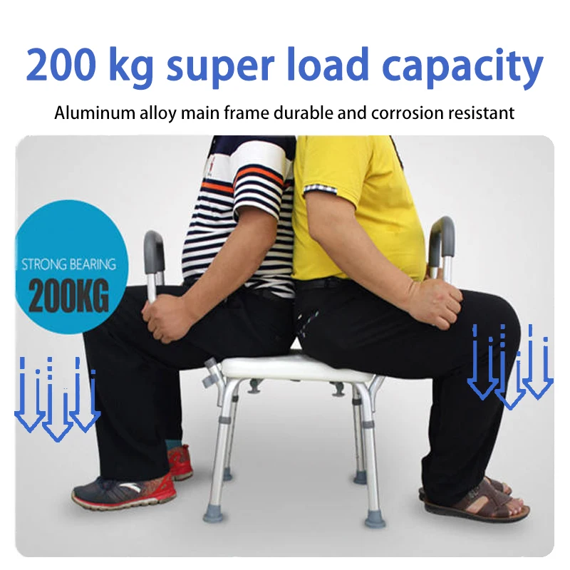 كرسي المرحاض الألومنيوم أثاث الحمام المنزل المحمولة المسنين الحوامل امرأة دش مقعد كرسي السلامة الطبية البراز #4