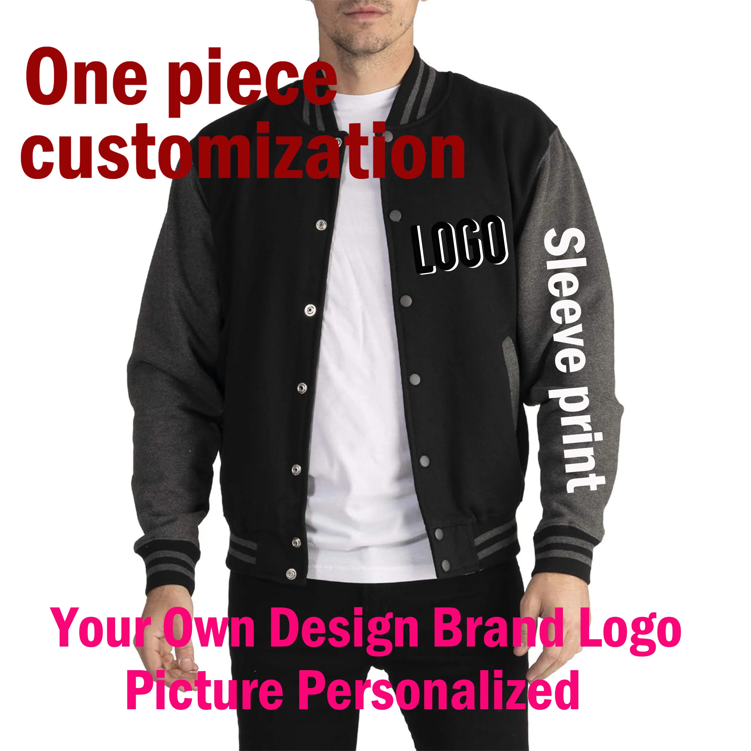 

DIY custom your LOGO or picture Men's multi-pocket zipper hooded casual shirt plus size loose pullover fashion sweater top