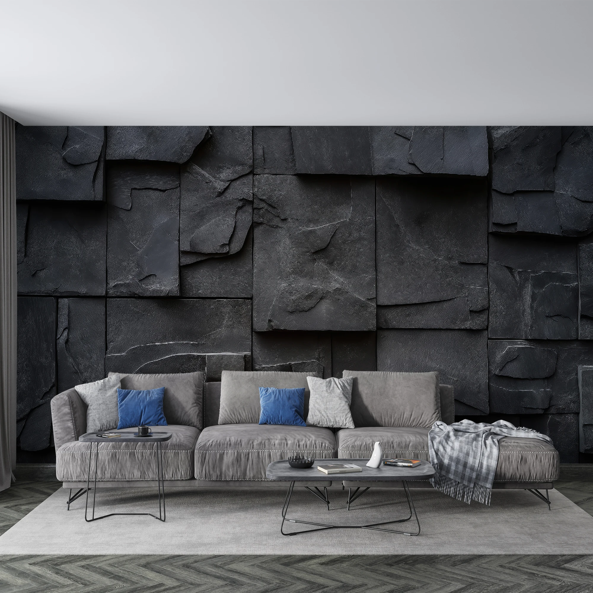 Milofi custom 3D wallpaper Stone Culture Wall Black Marble