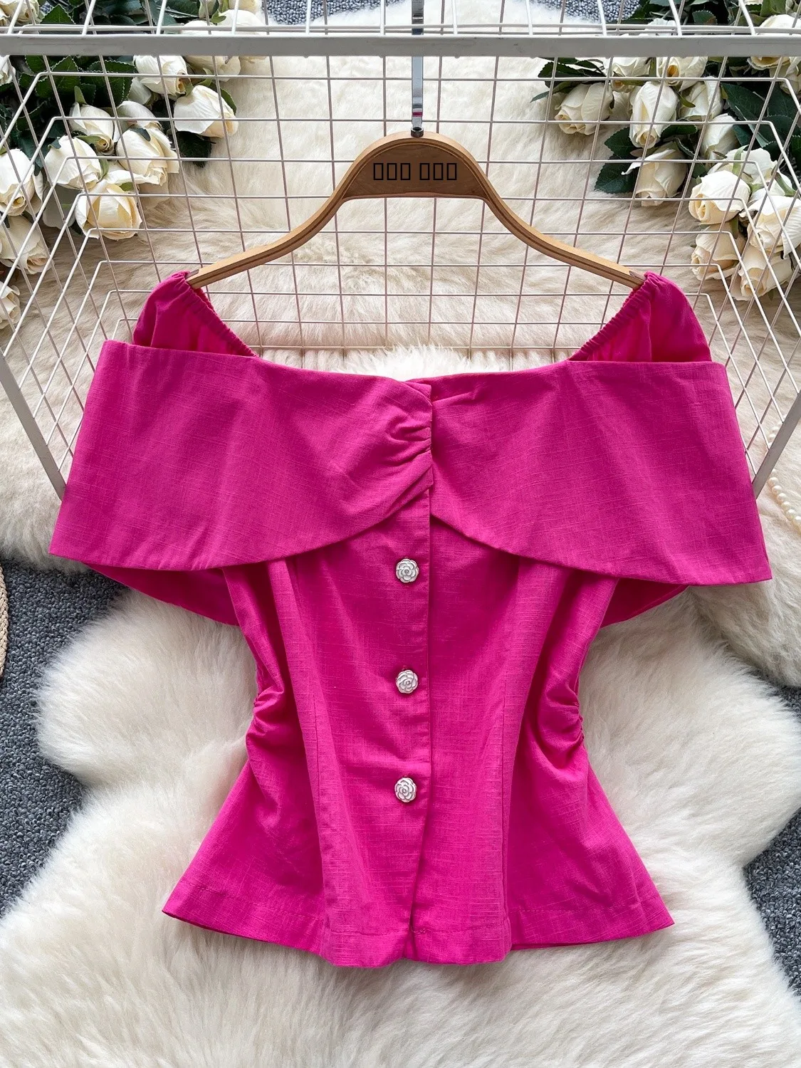 Sli Faionable Colletto monospalla Splice Bottone singolo Slim Fit Donna Estate Versatile Ele irt Commute Sle