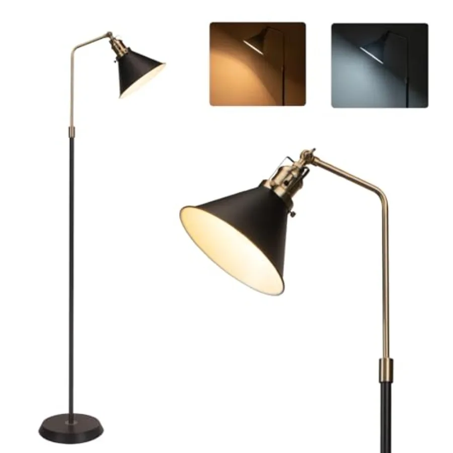

Industrial Floor Lamp 58'' Black Floor Lamp Design Adjustable Head Vintage Metal Standing Tall Simple Corner Lamp Floor Lamps f