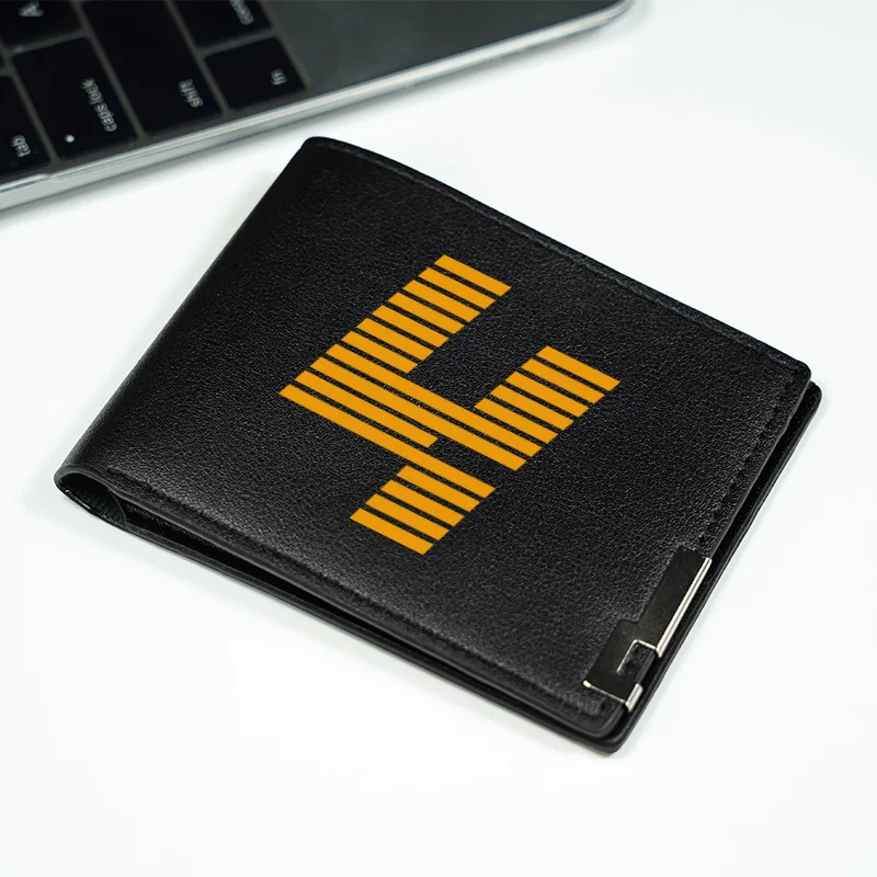 Portafoglio sottile da uomo con logo H4 PELLE PU NERO LEGGERO DURABILE DESIGN MINIMALISTA DELLA MODA DA UFFICIALE PER L'uso quotidiano