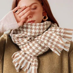 Checkered Scarf Women's Versatile Warm Scarf Imitation Cashmere Scarf For Autumn and Winter