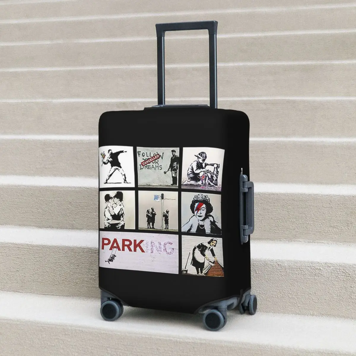 Banksy Montage 01, различные произведения искусства Бэнкси, защитный чехол для чемодана, эластичные защитные чехлы для дорожного багажа для 18-32 дюймов