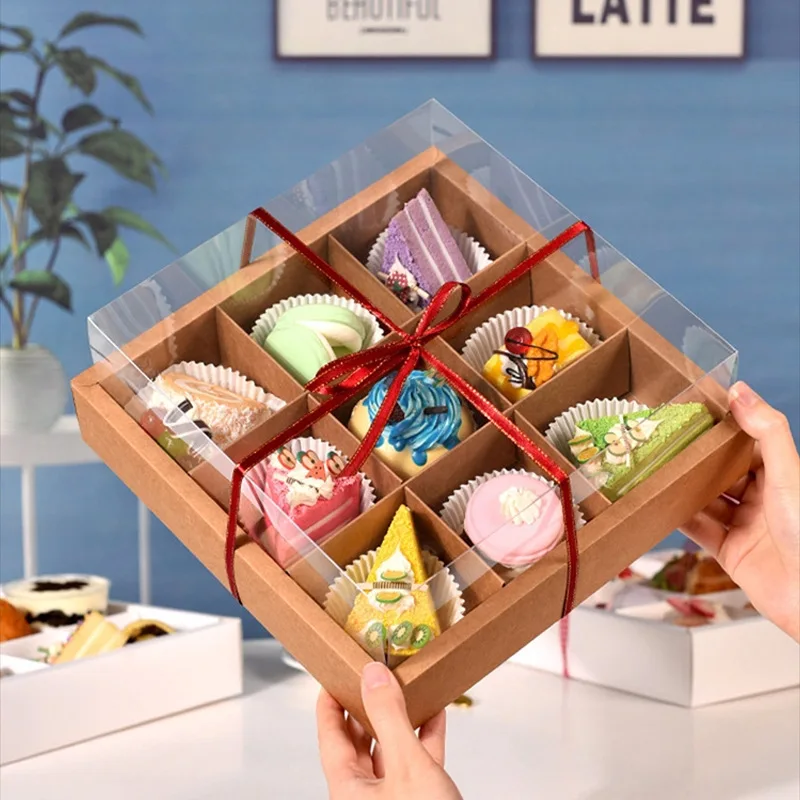 Customized Spring Outing Camping Picnic Box Disposable Internet Celebrity Dessert Fruit Packaging Box Cake Nine-Grid Kraft Paper