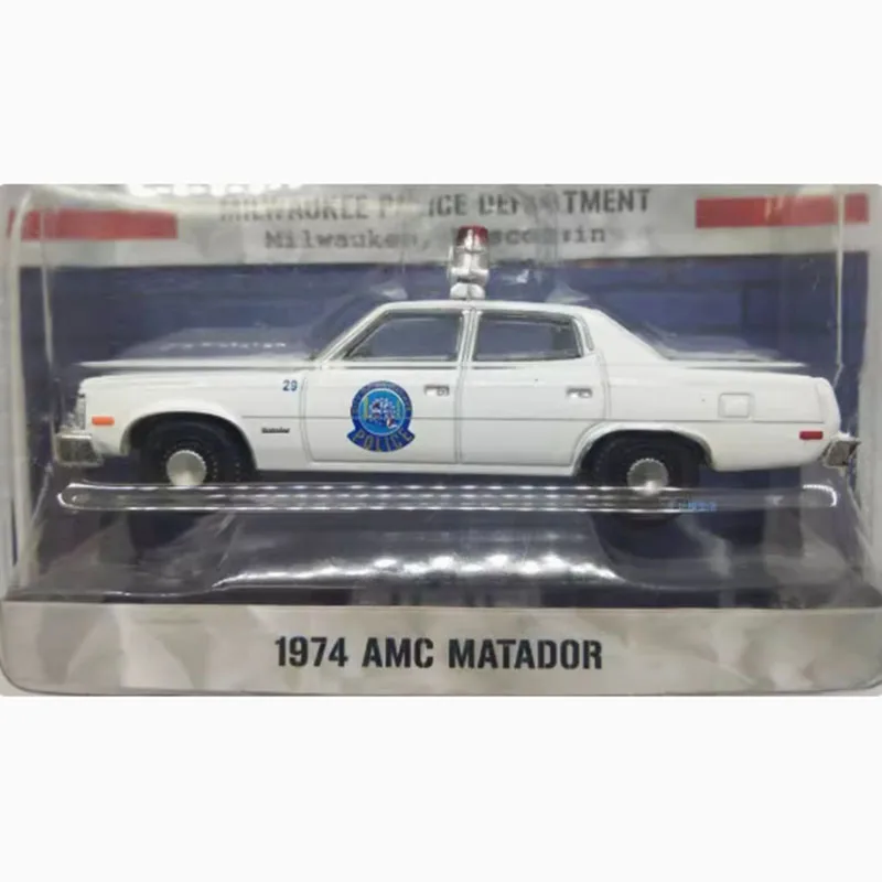 GreenLight w skali 1:64 AMC MATADOR policja stop symulowany model samochodu klasyczny prezent pamiątkowy dla dorosłych statyczny wyświetlacz