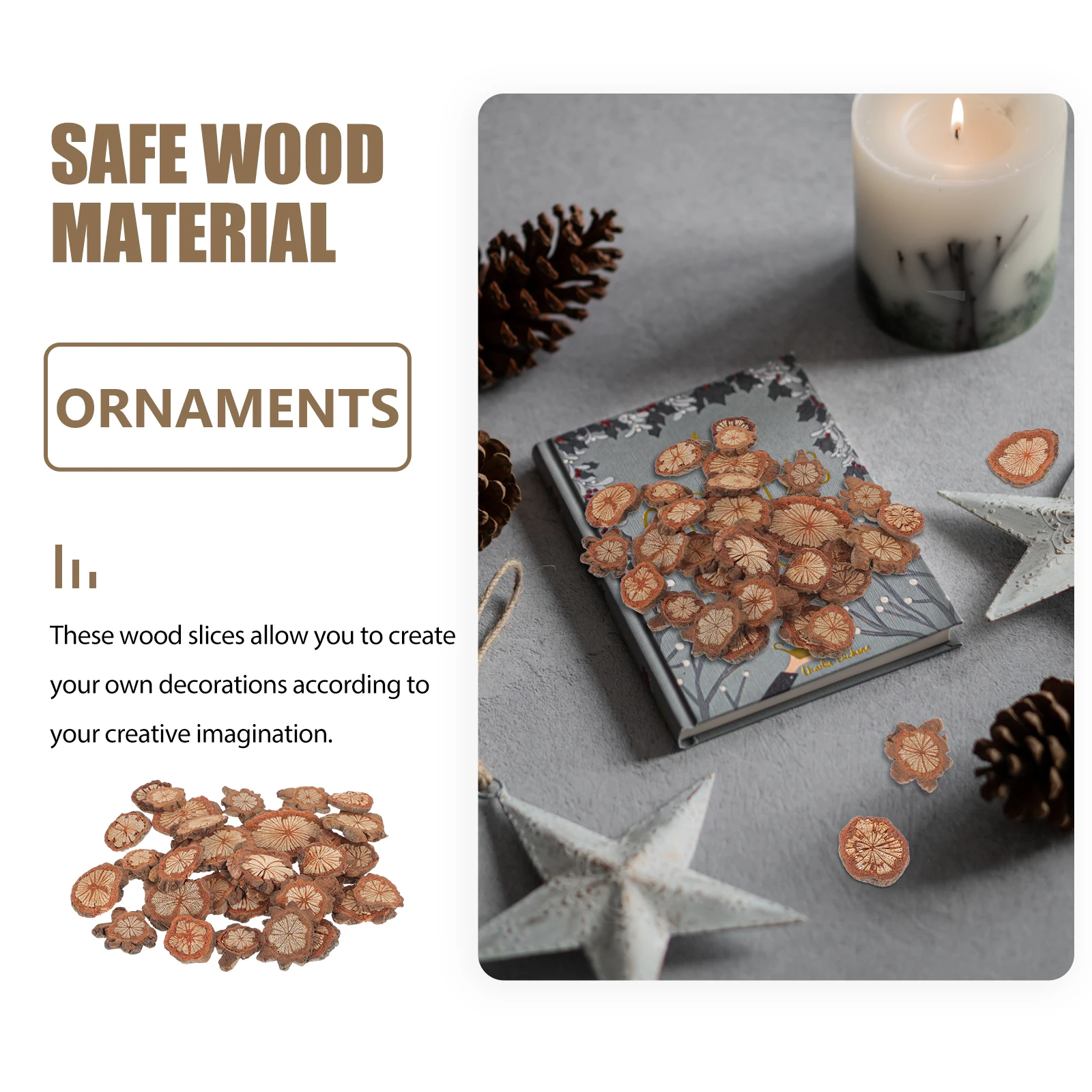 

Wooden Chips Garland Decoration Home DIY Craft Natural Table Accessory Rustic Wreath Chip Ornament Lightweight Portable