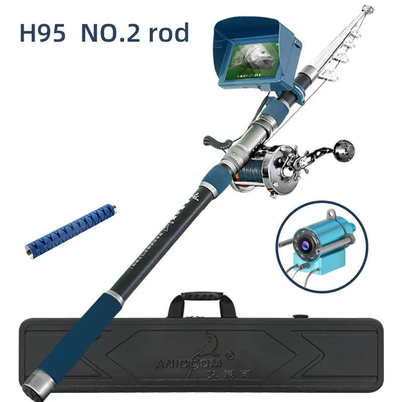 

H95 Portable Fishing Rod Set 5'' IP68 HD Waterproof Monitor Camera Fishing Underwater Camera With Fishing Rod Carbon Rod