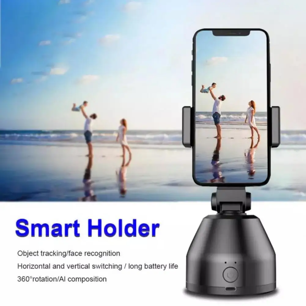 Phone Stand 360 Degrees Rotating Object Tracking Smart Cell Phone Holder for Photo Shooting