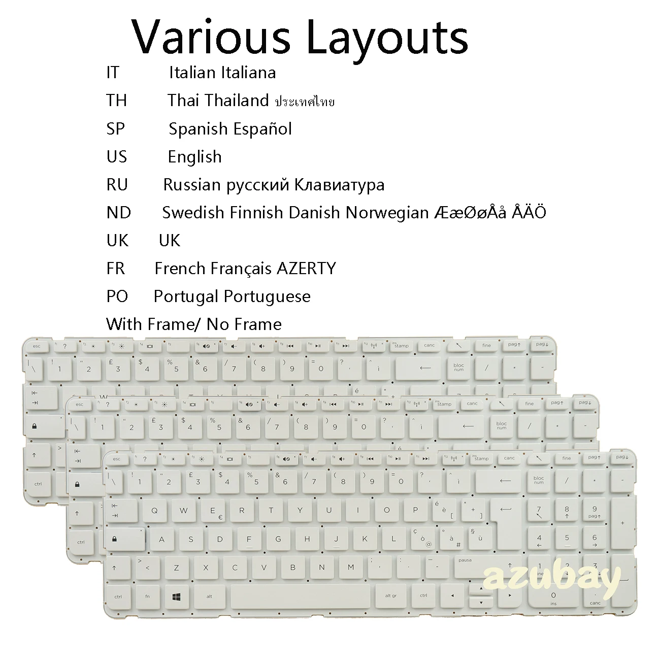 White Keyboard For HP Pavilion 15-e000 15t-e000 15t-n10 15z-e00 Italain THAI Spanish US Russian Nordic UK French Portuguese