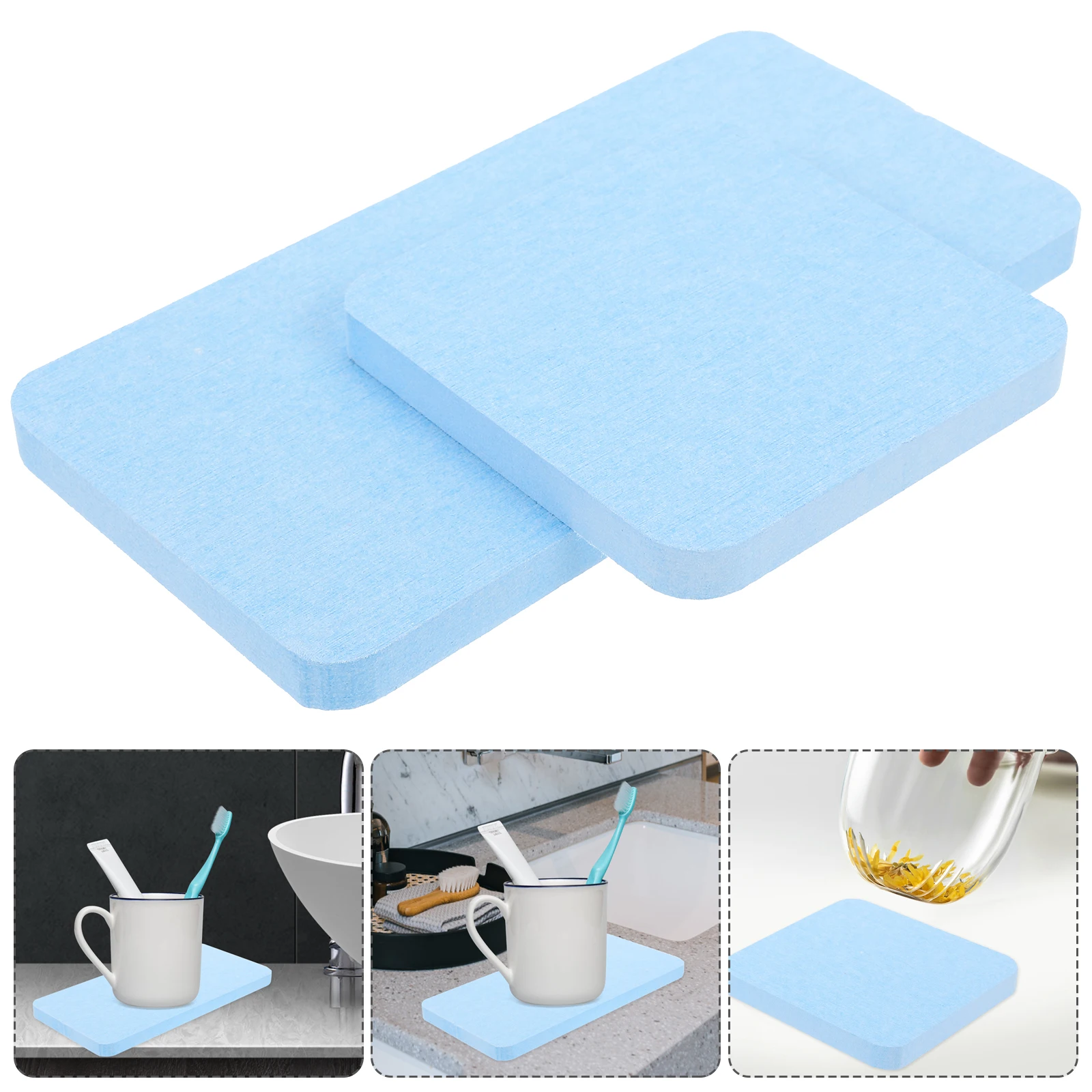 

4 Pcs Diatom Mud Coaster Absorbent Coasters Water 8 Cm Bathroom Countertop Accessories Diatomite for Sink Absorbing Pad Mats