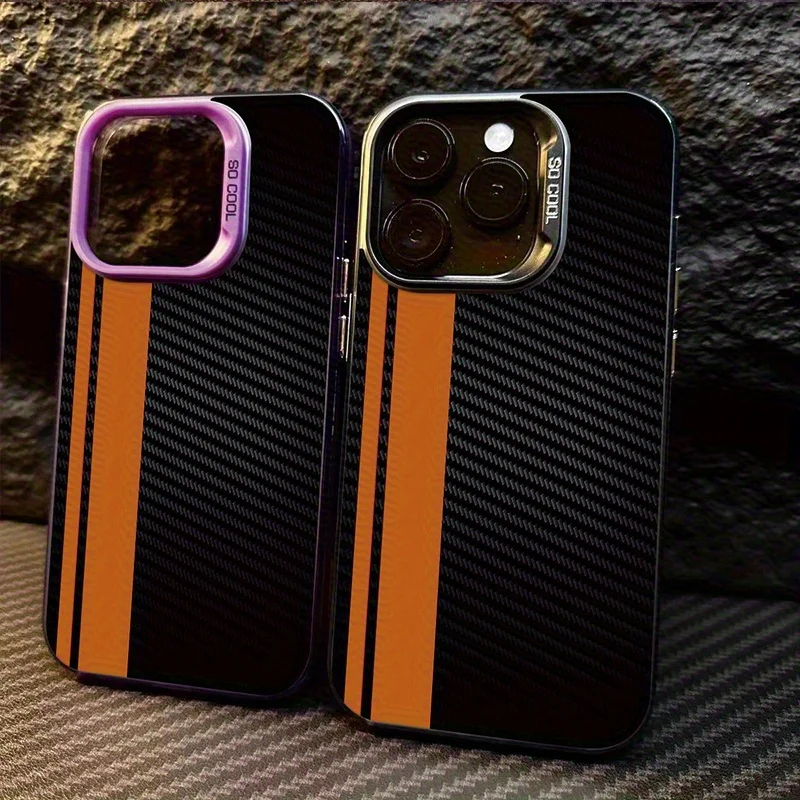 

Orange stripe design phone case for iPhone 16 15 14 13 12 11 Pro/ Max/Plus shock-proof rear cover anti-fingerprint