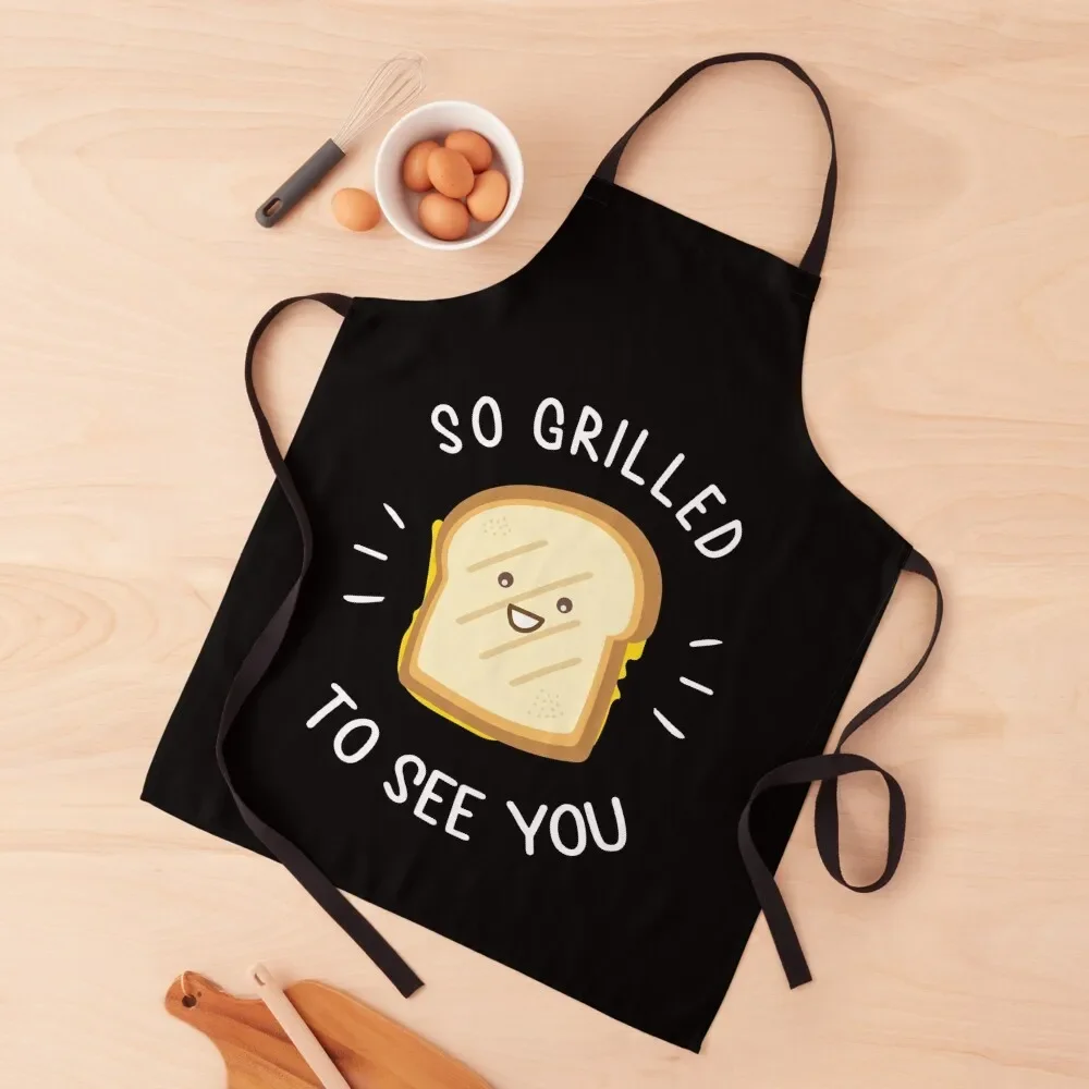 So Grilled To See You - Funny Sandwich Pun Apron for women halloween Salon Chef Accessories Apron