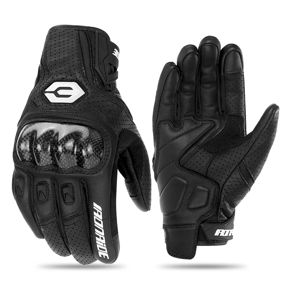 

New Vintage Leather Motorcycle Gloves Men Black Wear-resistant Guantes Touchscreen Anti-slip Retro Motobiker Motocross Glove