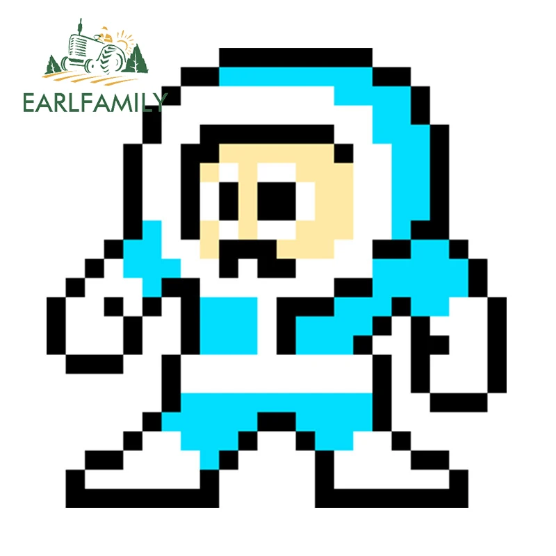 EARLFAMILY 13cm for Pixel Megaman Cartoon Rockman Car Sticker Vinyl Auto Decal Car Accessories Fun Occlusion Scratch Decoration