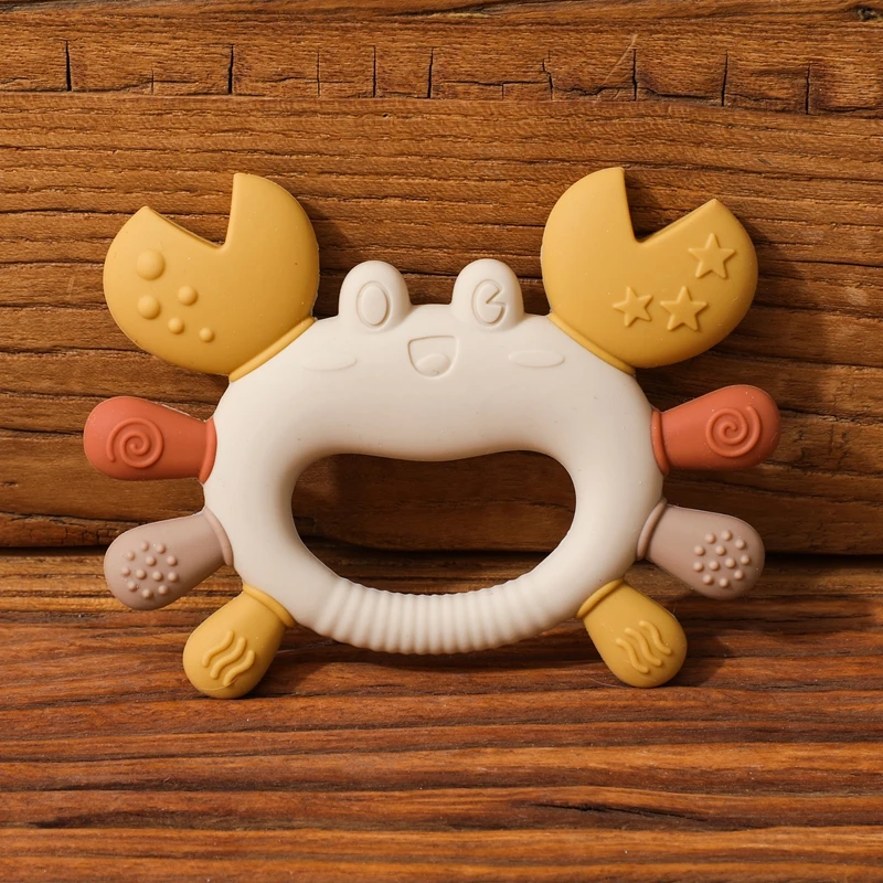 Silikon Baby Beißring Baby Spielzeug 0 bis 12 Monate BPA FREI Kauen Zahnen Spielzeug Krabbe Mehrfarbige Beißring Reborn Silikon Spielzeug geschenk – Detail 8