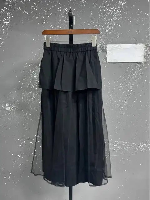 EAM High Elastic Waist Blue Irregular Mesh Spliced Wide Leg Pants New Trousers Women Fashion Tide  Autumn 2026 1DJ1338 4