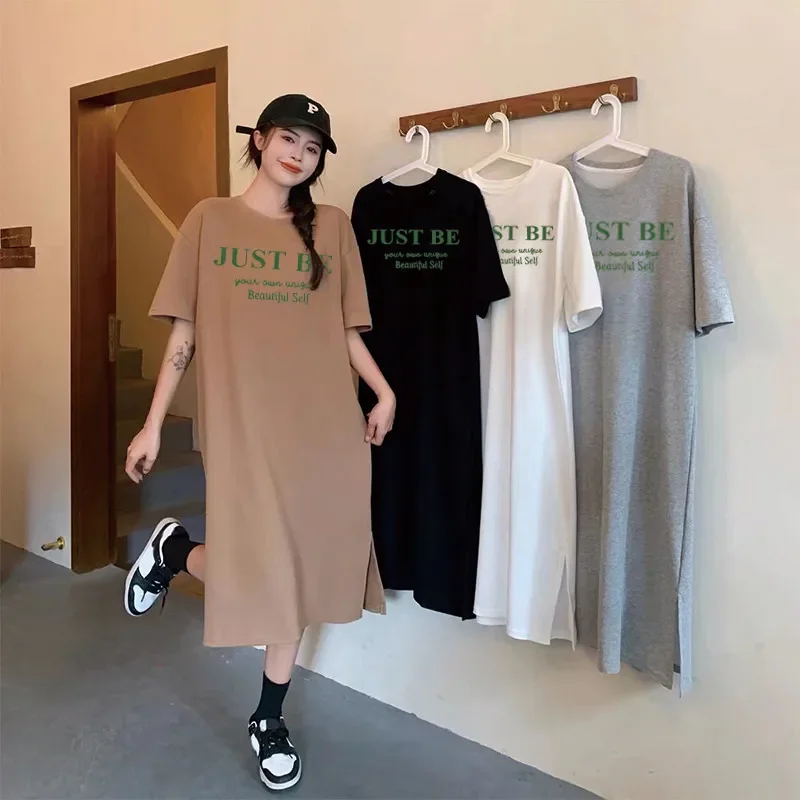 Loose Letters Simple Printed Short-sleeved Women's Comfortable Casual Dress
