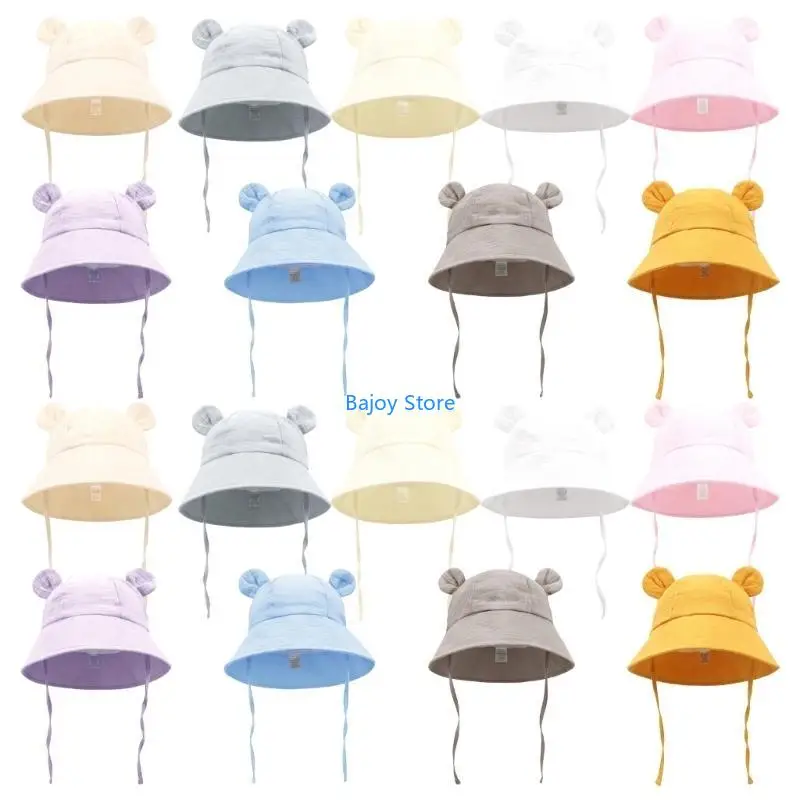 

63HE Breathable Cartoon Bear Children's Caps 0-3 Years Old Sunscreen Hat Heawear