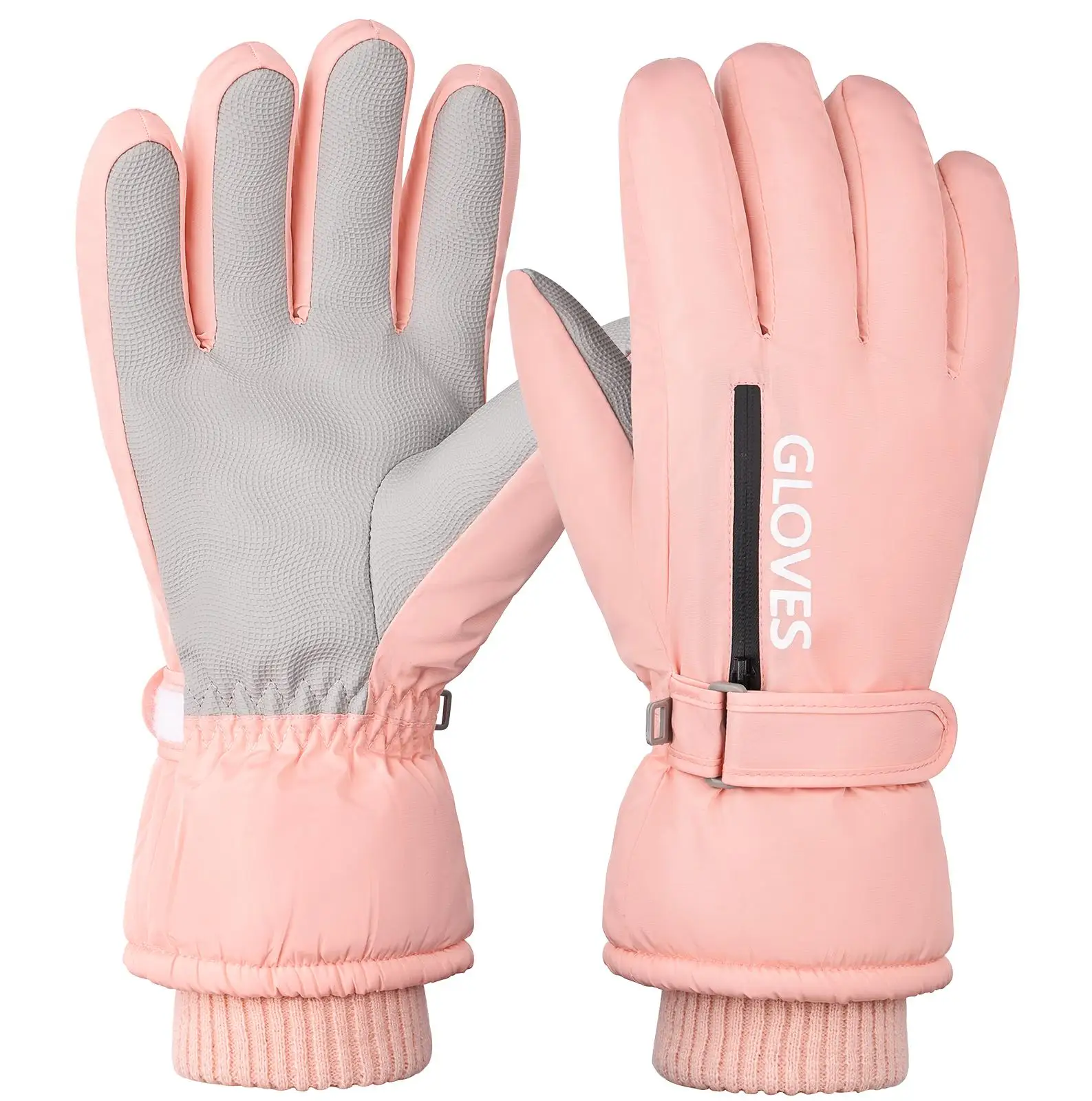 ถุงมือสกีสำหรับผู้หญิงในฤดูหนาว มีซับในนุ่มและหนา กันน้ำและกันลื่น มีกระเป๋าซิป สำหรับกิจกรรมกลางแจ้ง