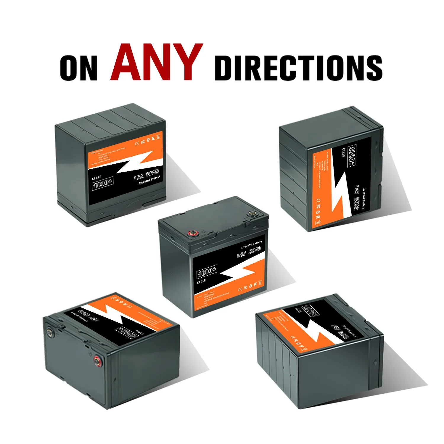 New 12V 50Ah LiFePO4 Battery Built-in 4S50A BMS 4000+ Deep Cycles for RV Solar 12v 50Ah Rechargeable Lithium Battery No Tax