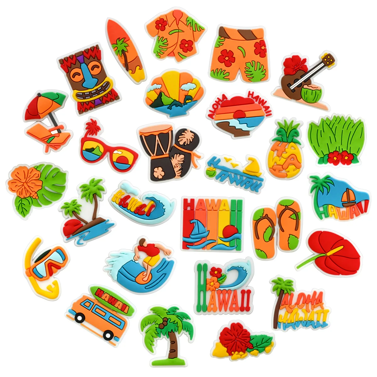 27Pcs Summer Beach Island Life Shoe Charms for Croc, Hawaiian Vacation Shoe Decoration for Shoes Bracelet Wristband Clog Sandals