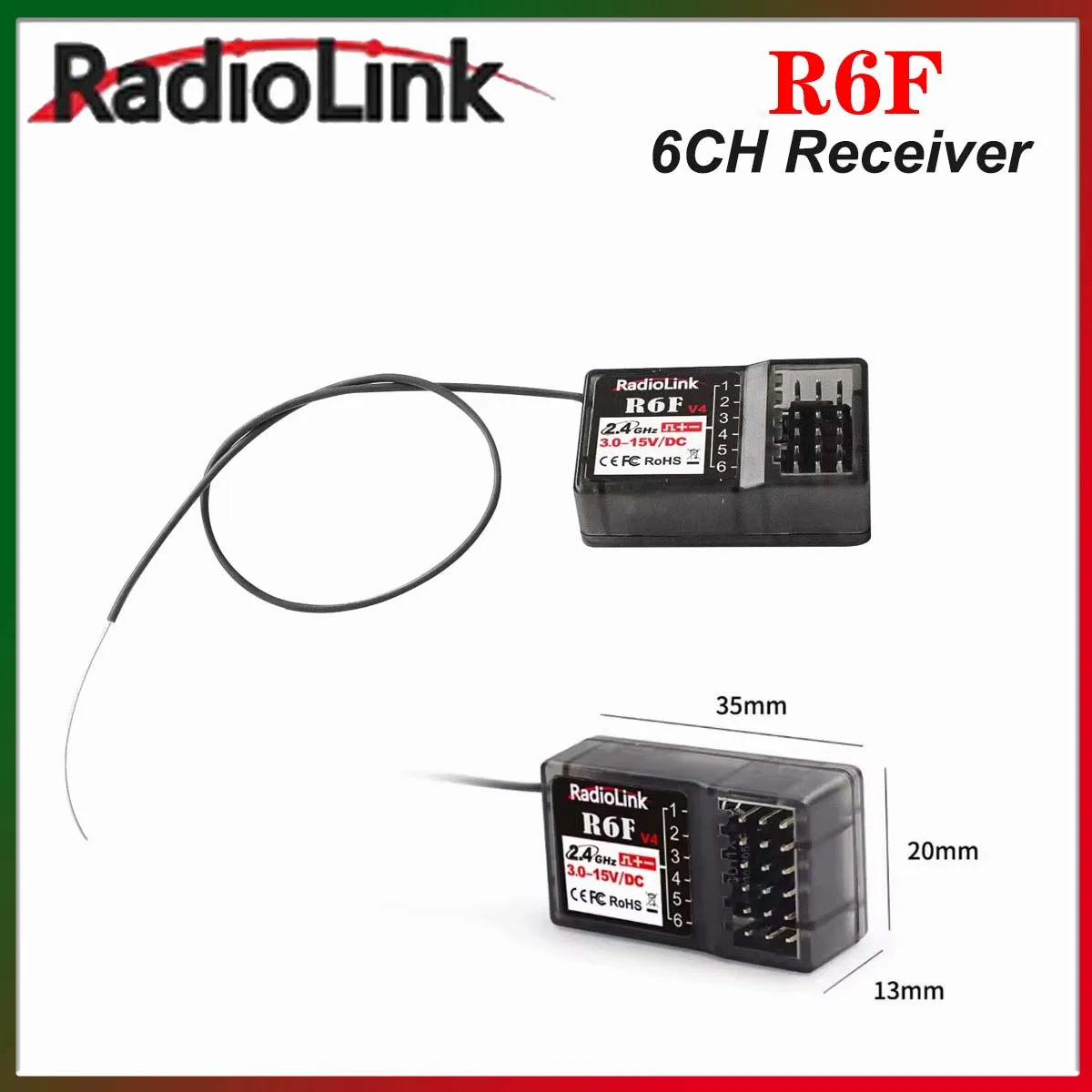 

RadioLink R6F 6CH 2,4G V4 приемник 3-15 В постоянного тока для RC8X/RC6GS/RC4GS/T8FB/T8S передатчик RC автомобиль лодка модель игрушечные детали