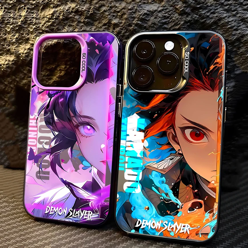 Cool Anime Demon Slayer Phone Case For iPhone 16 15 14 13 12 11 Pro Max X XR XSMAX 8 7 Plus Candy Matte Shockproof Back Cover