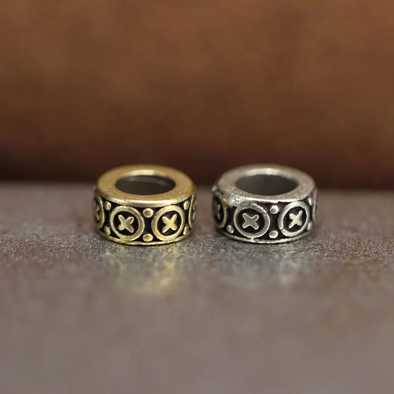 

Circle Pattern Brass Knife Beads EDC DIY Paracord Woven Bracelets Lanyard Pendants Accessories Outdoor Tool Hangings Charms ﻿