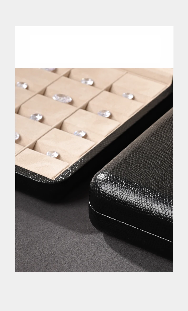 Oirlv Black Jewelry Organiser Boxes PU Leather Ring Earring Jewelry Set Box Jewel cases of precious metal Storage Box Gifts Box