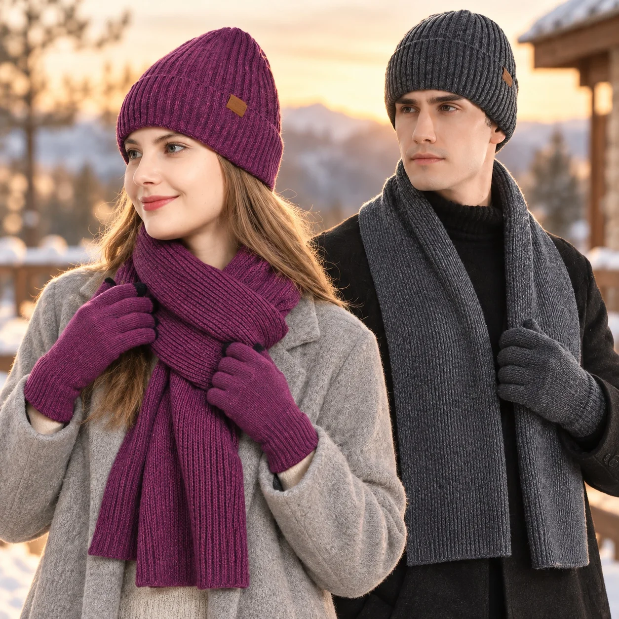 Scarf Hat Gloves Set Thickened Set with Autumn Winter Suitable Autumn Winter Warm Spring Season Spring for Men and Women