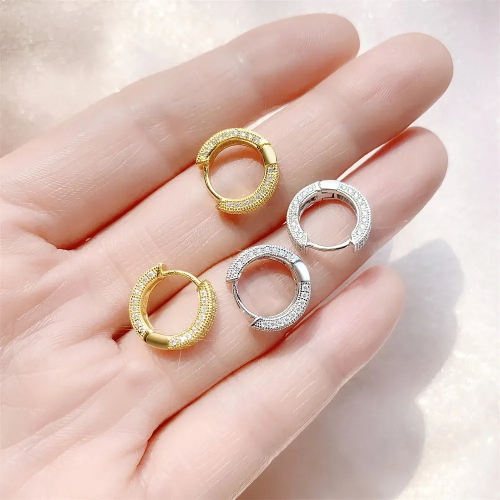 

D Color VVS All Moissanite Hoop Earrings for Women Lab Diamond 925 Sterling Silver 14K White Gold Plated Wedding Jewelry Gift