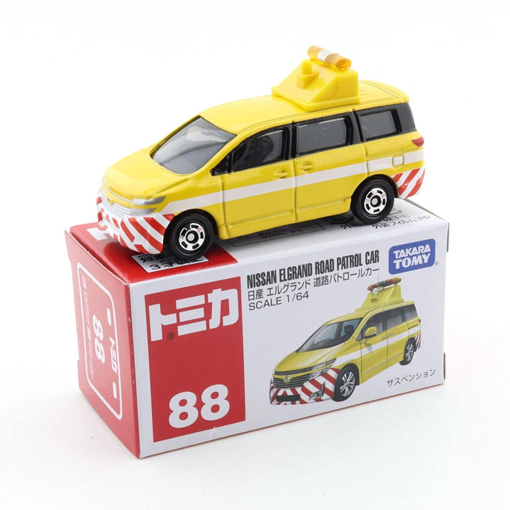 Takara Tomy Tomica No.88 Nissan Elgrand Road Patrol Car 1/64 Diecast Automotive Model Ornaments Cas Toys Gift Decorations