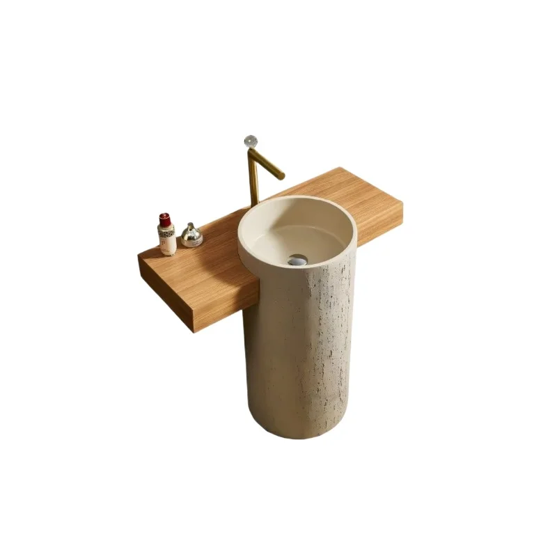 

Антикварная желтая травертиновая раковина, современный стиль, шкаф для ванной комнаты от пола до пола, художественная раковина для отеля и посадки