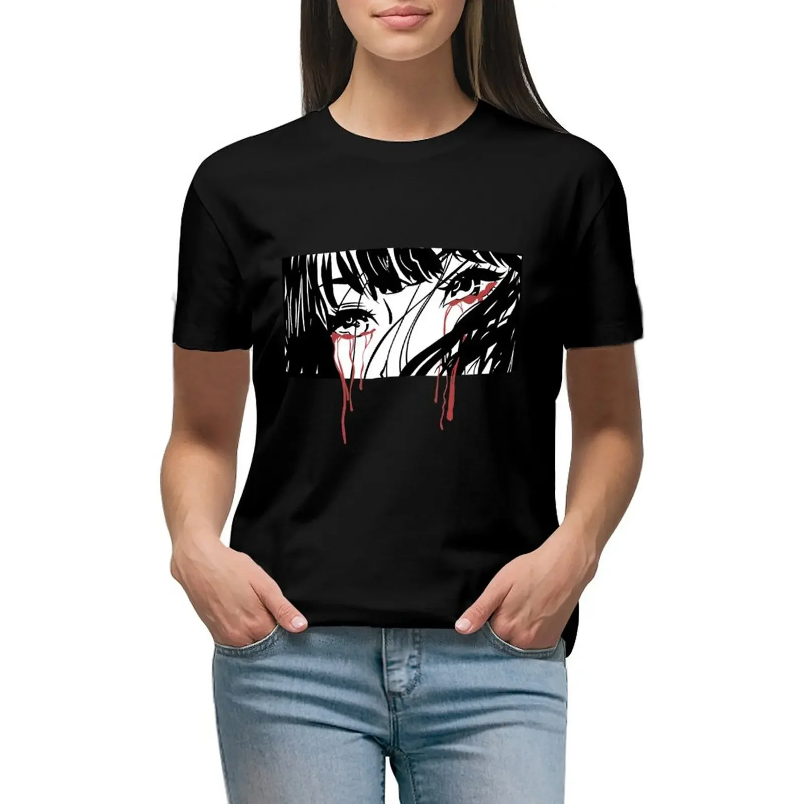 

Crying Girl T-Shirt cute clothes anime clothes Female clothing animal prinfor t-shirt dress for Women plus size