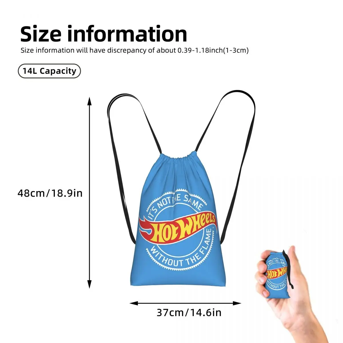 Hot Wheels Race Drawstring Backpack Sports Gym Bag Portable Travel Drawstring Bag for Men Women