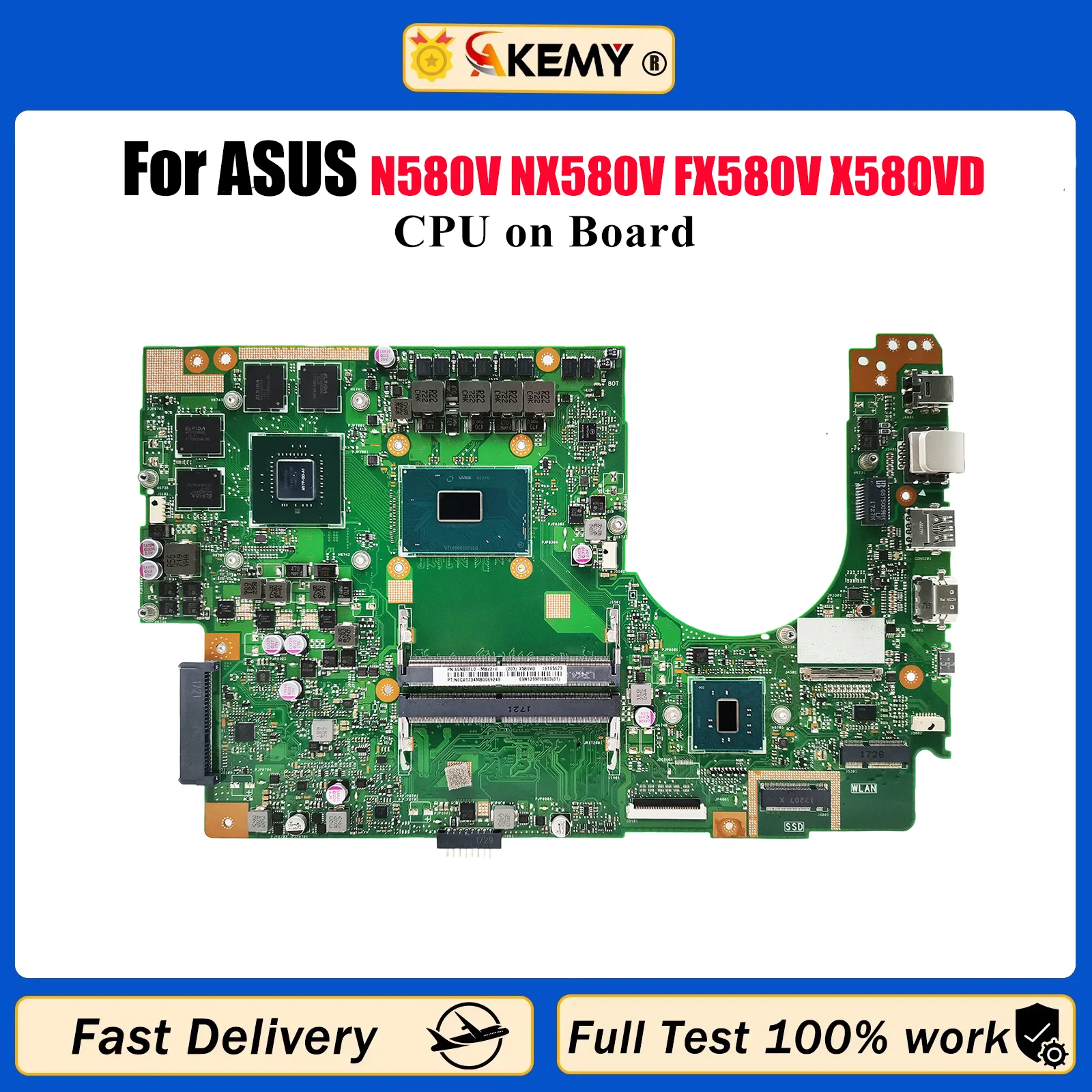 

Материнская плата для ноутбука X580VD для ASUS VivoBook X580V N580V NX580V FX580V X580VD X580VN с процессором 100% тестирование ОК быстрая доставка
