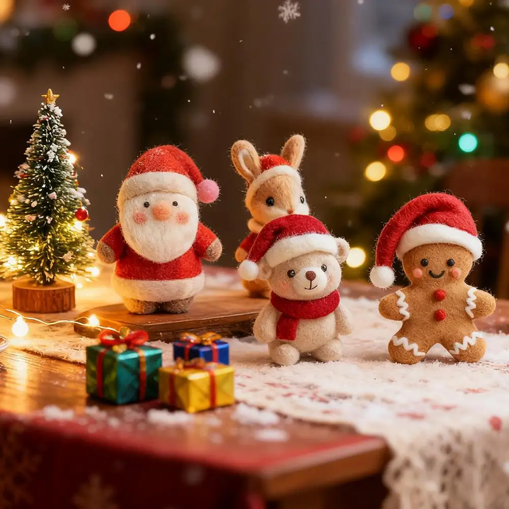 

Christmas Wool Felt Santa Claus Gingerbread Man Rabbit Bear Handmade Xmas Crafts New Year Navidad Party Ornaments Home Decor