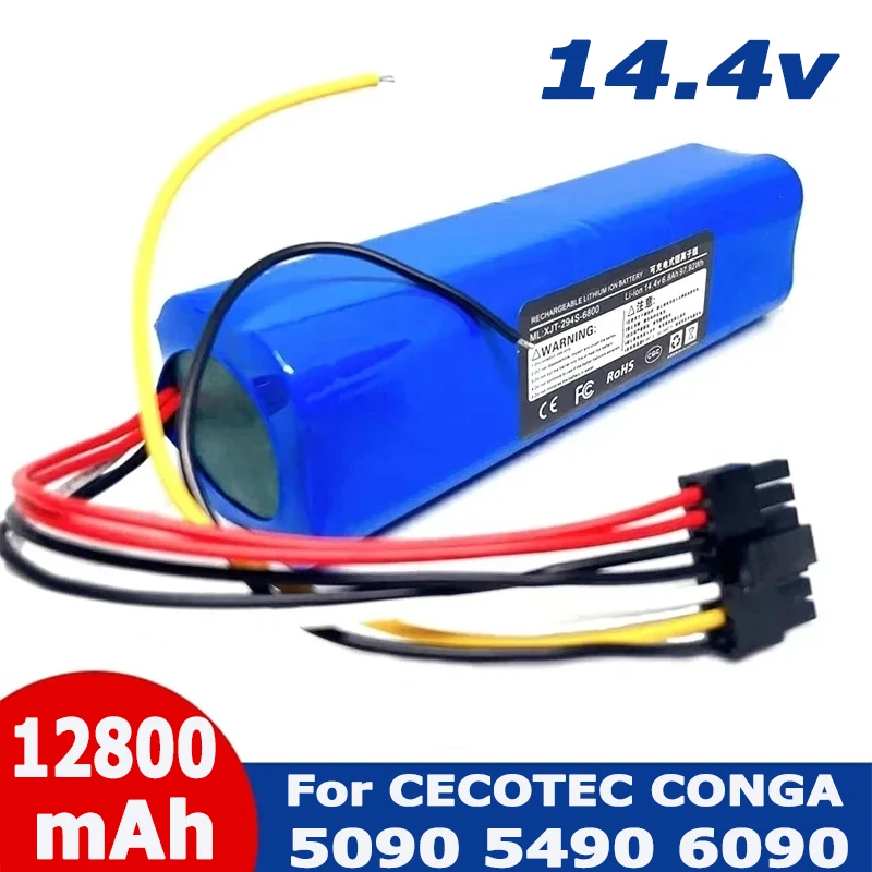 New 14.8V 12800mAh INR18650 MH1-4S2P-300S Robot Battery for Cecotec Conga 5090 5490 6090 Robotic Vacuum Cleaner