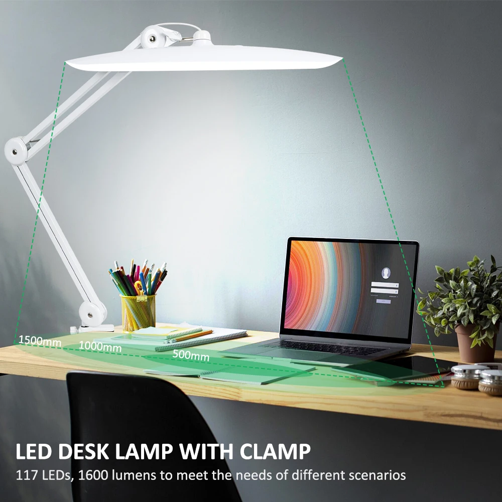 2,200 Lumens LED Task Lamp Super Bright Desk Lamp 117 Pcs SMD LED 4 Level Brightness Dimmable Task LED Light for Home Office