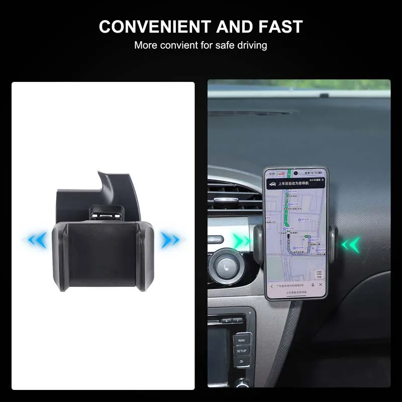1 Piece Set ABS Black for Seat Leon 2008–2012 Central Control Air Outlet Mobile Phone Holder Interior Modification Accessories
