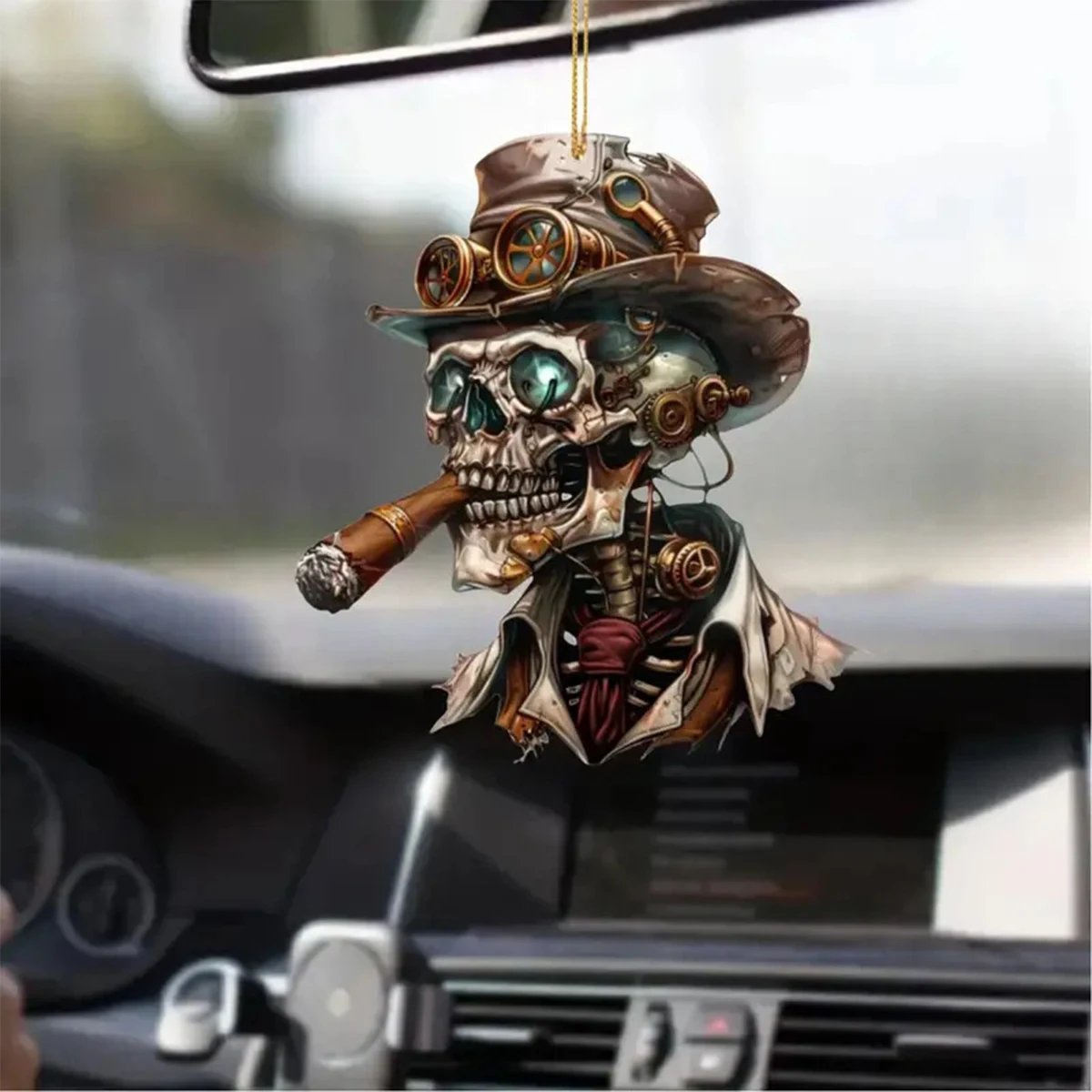 Decoração Criativa Personalizada de Halloween em Acrílico, Pendente para Espelho Retrovisor de Carro