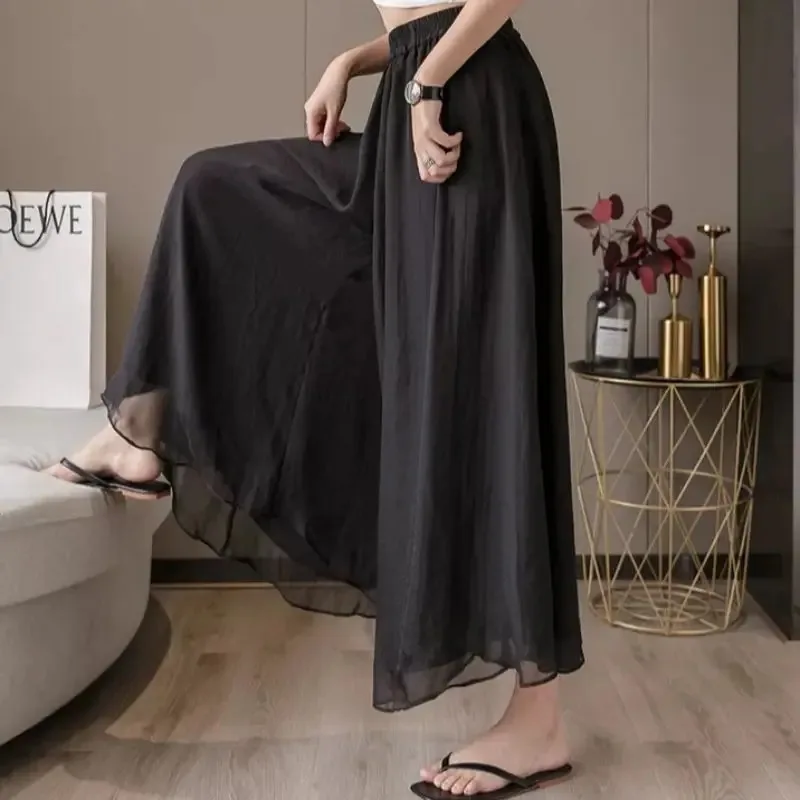 Baggy Pants for Women Chiffon Trendy Breathable All-match Minimalist Style Casual Korean Fashion Prevalent Ins Trousers Spring