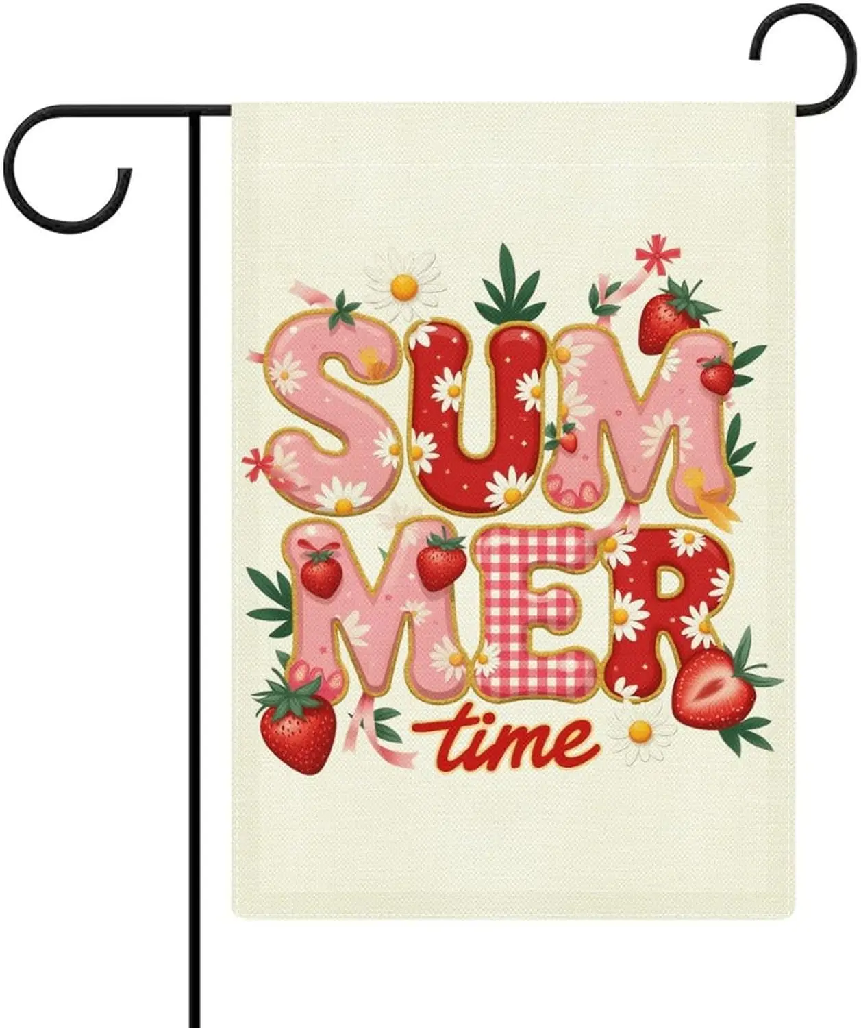 Strawberry Summer Time Garden Flag 12x18 Inch, Double Sided Outdoor Sign for Home Farmhouse Yard Decoration AAS