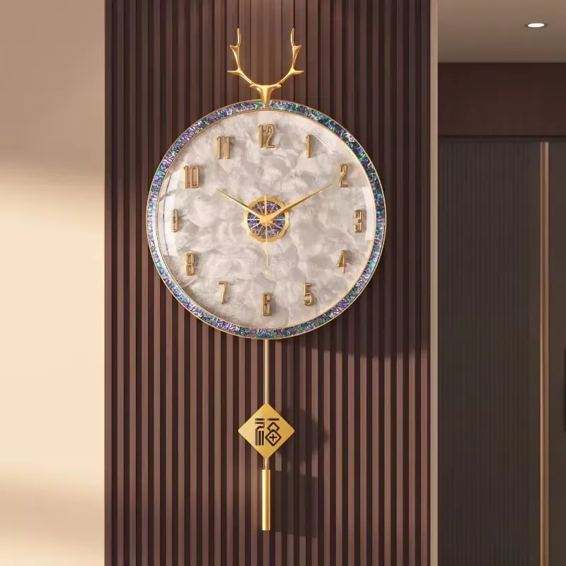 High End Brass Wall Clock Genuine Shell Dial Modern Luxury Design Home Room Decoration Interior Furniture Reloj De Pared
