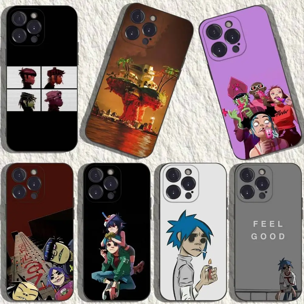 

G-Gorillaz Band Demon Days Phone Case For iPhone 16,15,14,13,12,11 Plus,Pro Max,XS,X,XR,SE,Mini,8,7,Soft Silicone Black Cover