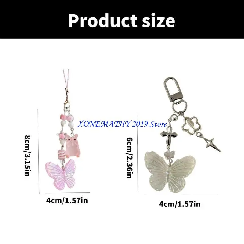 F42f تصاميم الفراشة رائعتين سحر الهاتف Butterfly Phone Charm Charm for Keys و Backpack Resornments