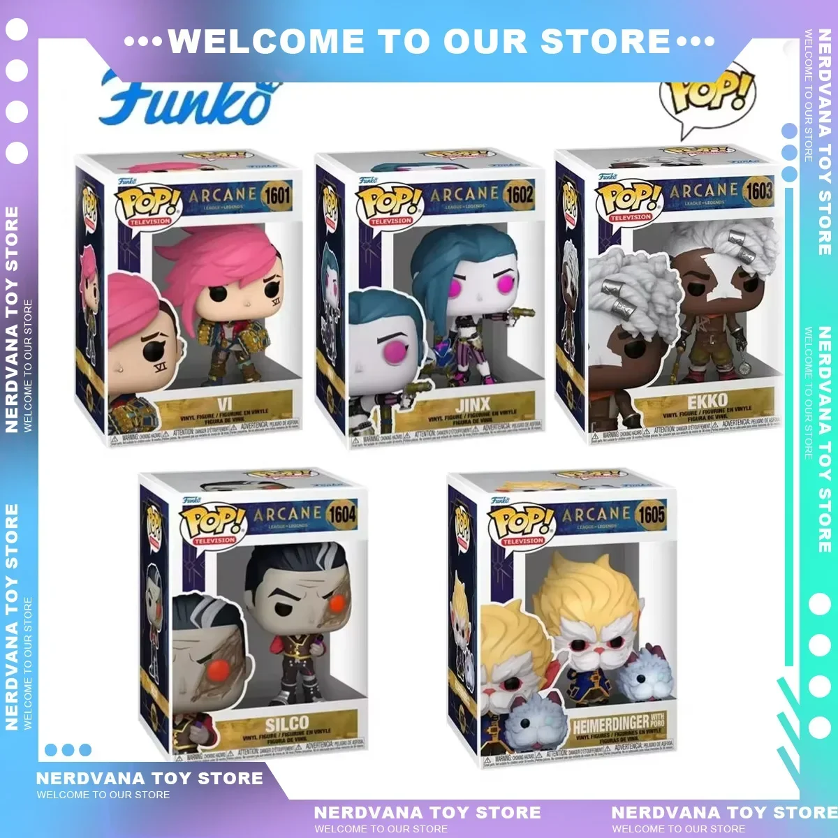 Funko Pop League of Legends Arcane Toys for children Christmas Gift 10Cm Anime Figure Model of Vi Ekko Jinx  Silco Action Figure